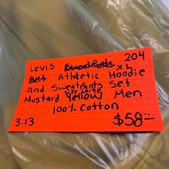 Levi's Men XL Yellow athletic hoodie and sweatpants set. SKU204 - Picture 8 of 8